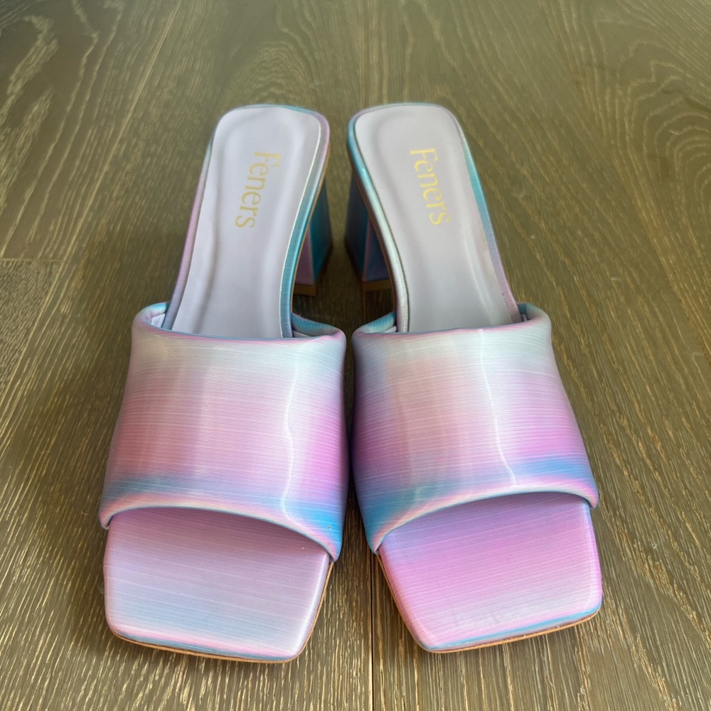 Feners Le Mule Rainbow size 37 purple and blue iridescent